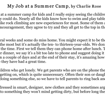 PET Reading Part 4: Summer Camp