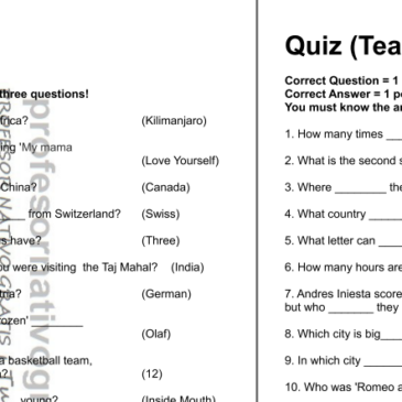 Teachers’ Material: Quiz Competition (Revision)