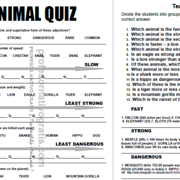 Teacher’s pdf: Comparative/Superlative Animal Quiz